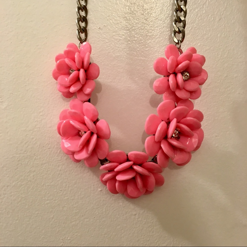 Pink floral statement necklace